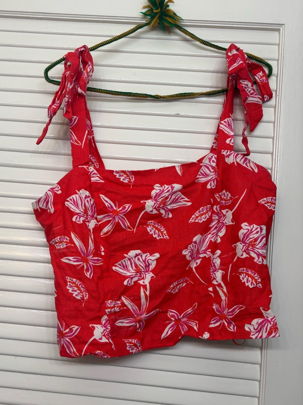 Joie Red Floral Tie-Shoulder Tank Top size 4